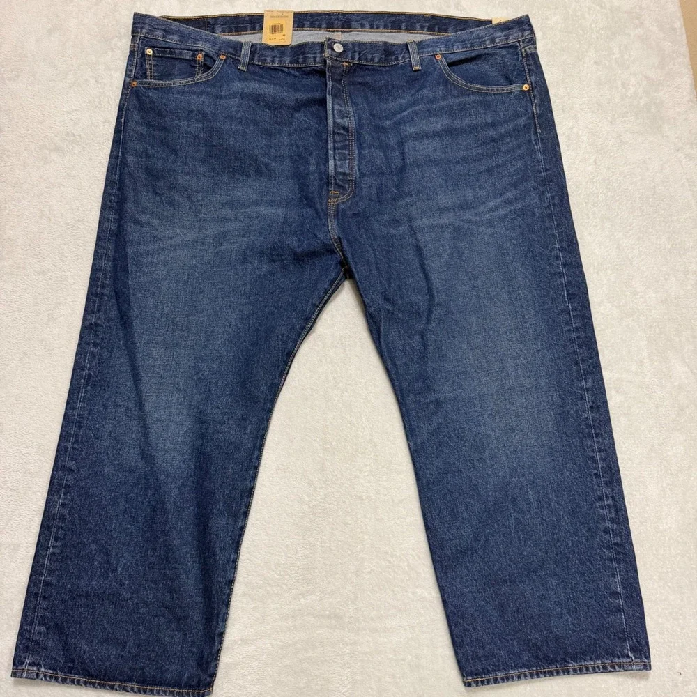 Levi Strauss 501 Original Mens 54x28 Blue Denim Straight Leg Button Fly Jeans